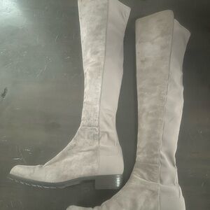 Stuart Weitzman Over-the-Knee Suede Boots in Light Natural “Taupe-ish Gray”